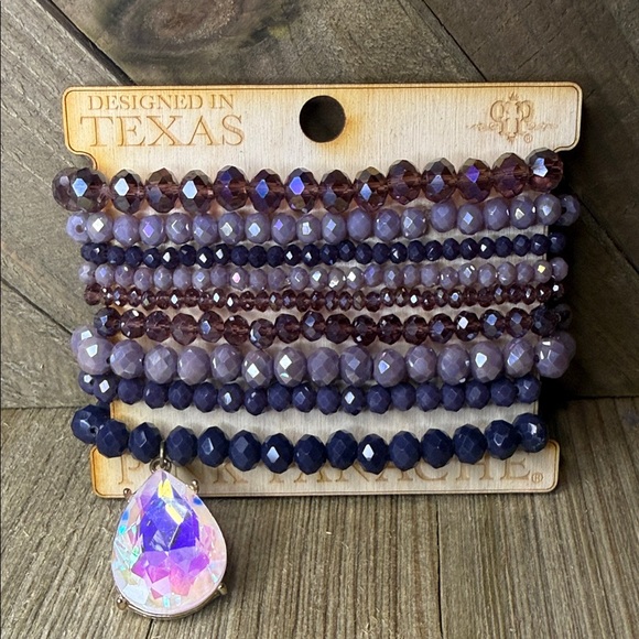 Pink Panache Jewelry - Pink Panache Purple Beaded Stack Bracelet Set